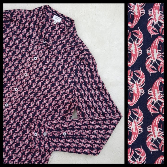 crown & ivy Tops - Crown & Ivy Lobster Crawfish Print Shirt Top Sz S